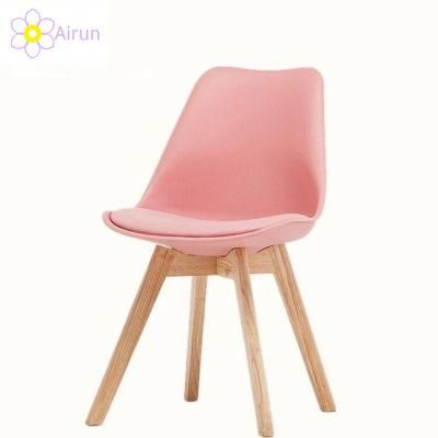 New Design Nice Price Restaurant Wooden Legs Plastic Dining Chair