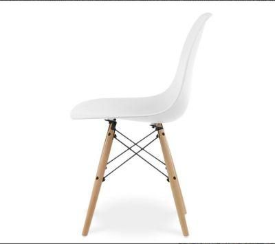 Modern White PP Plastic Dining Kitchen Dining Chairs with Wooden Legs for Sale