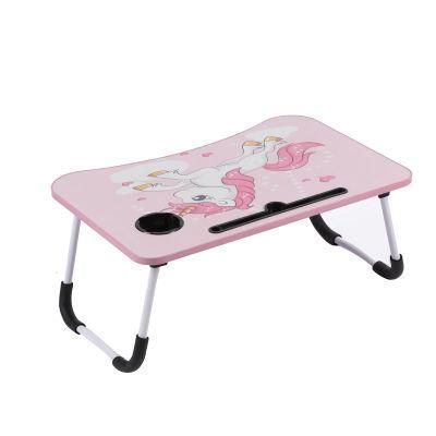 Folding Breakfast Tray Portable Desk Storage Space Laptop Table