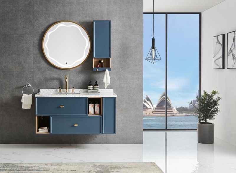Modern 1100mm Bathroom Round Mirror Cabinet USA Hotel Style Vanity