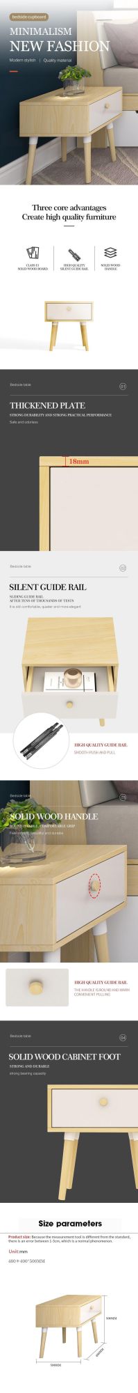 Simple Modern Wooden Beside Table Bedroom Light Luxury Small Nightstands