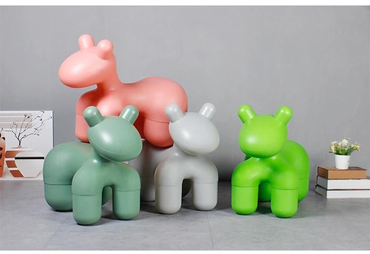 Food Grade Plastic Made Children′s Chair Cartoon Animal Pony Seat Home Stool