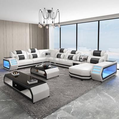 Living Room Home Furniture Set U Shape Genuine Leather Luxury Sectional Corner Sofa