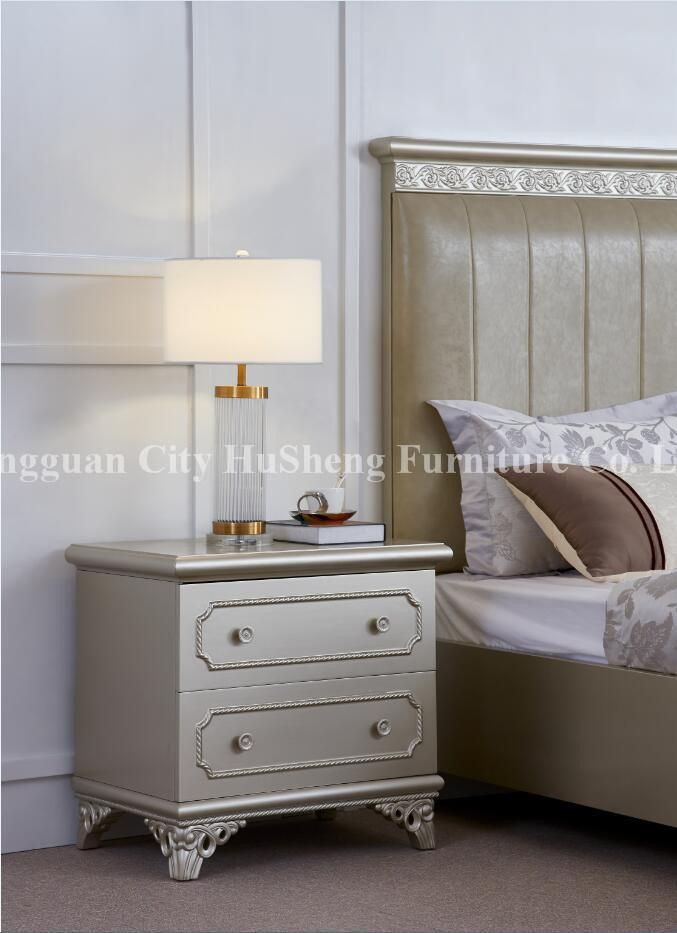 Hot Selling Melamine Bedroom Furniture Modern Design Bedroom Set with Leather Cushion