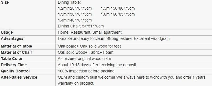 Furniture Modern Furniture Kitchen Cabinets Home Furniture Nordic Wood Color Solid Wood Dining Table and Chair Combination Furniture