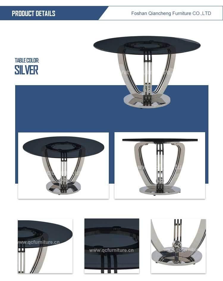 Modern Dining Furniture Grey Glass Round Dining Table for Home