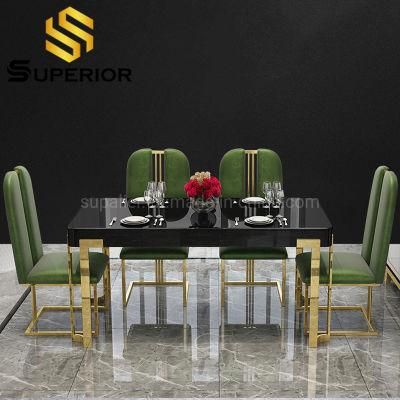 2020 New Idea Gold Glam Dinner Table with 6 Chairs