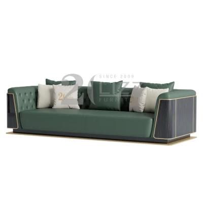 High End Quality Italian Design Tufted Button Bedroom Furniture Sectional Modern Luxury Green Genuine Leather Sofa