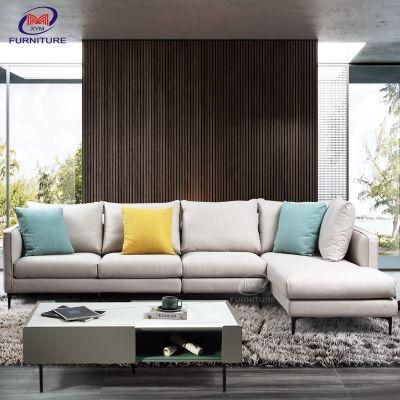 Modern Tech Cloth Fabric L Shaped Couch Living Room Leather Sofa Set