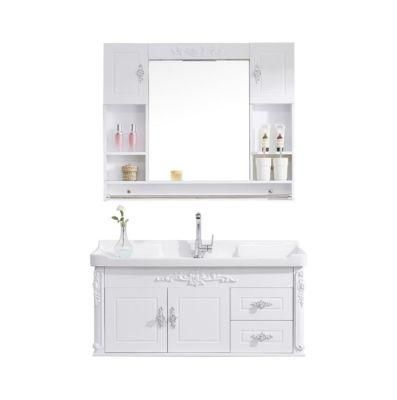 Wholesale PVC Bathroom Cabinet with Mirror and Ceramic Basin