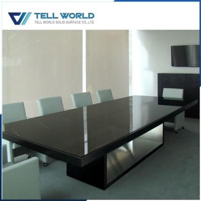 Artificial Stone Solid Surface Black Long Conference Desk