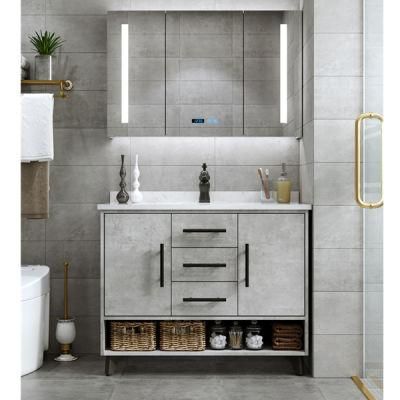 Nordic Smart Bathroom Cabinet Combination Floor-Standing Modern Minimalist Wash Face Wash Hand Basin Pool Cement Gray Vanity