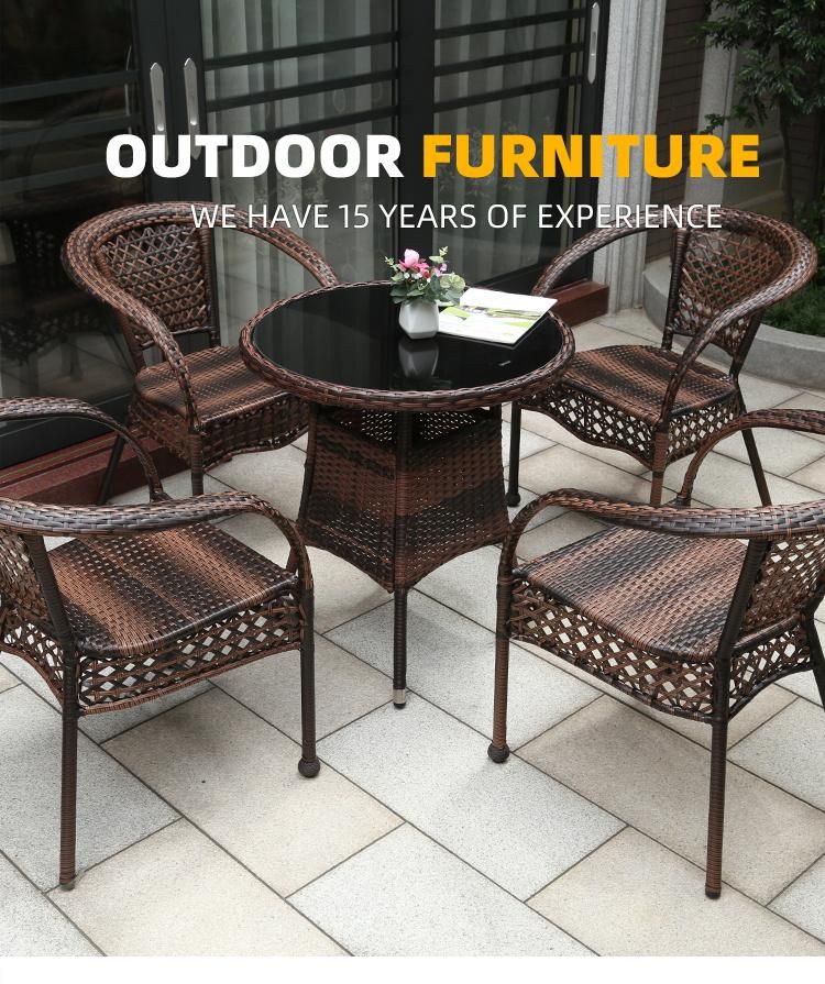 Chinese Style Modern Leisure Outdoor Garden Terrace Dining Room Home Living Room Wooden Table Wicker Rattan Sofa Furniture