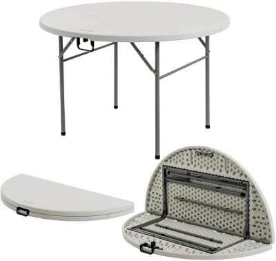 48-Inch Round Fold-in-Half Table &ndash; White