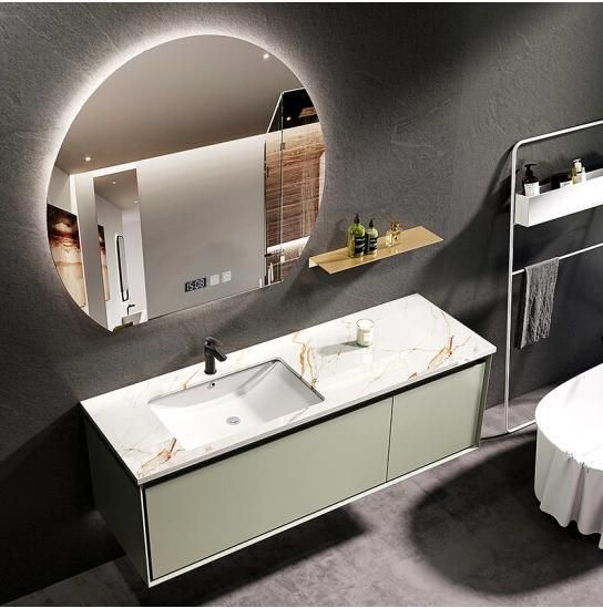 Europic Bathroom Vanity Fancy Bathroom Vanity Cabinet with LED Mirror Ceramic Basin with Circle LED Mirror