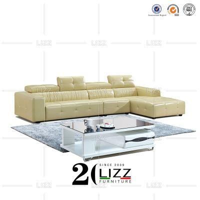 Factory High Quality Wooden Couch Living Room Furniture L Shape Leisure PU Leather Corner Sofa