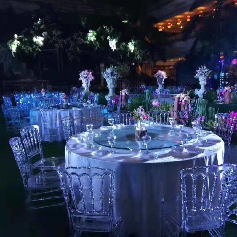 Hot Sale Clear Transparent Plastic Resin PC Event Wedding Furniture Chinese Steel Golden Dining Chair Party Table and Chairs for Events