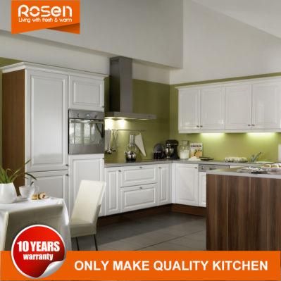 Modern Green Galley Luxury PVC Kitchen Cabinets Family Furniture
