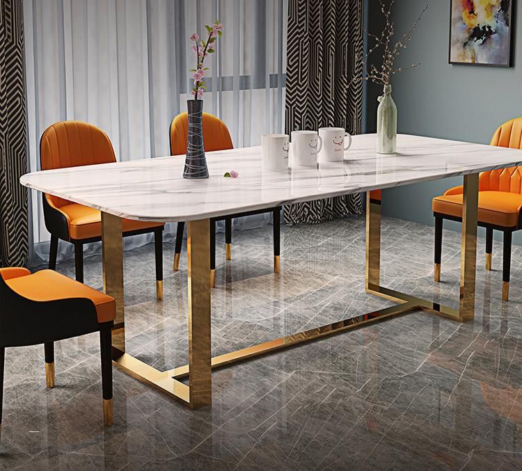 Luxury Simple Style Gold Metal Leg Table Dining Room Furniture