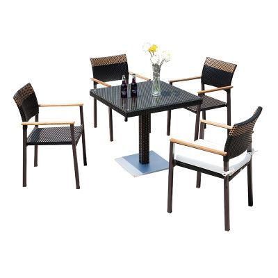 Modern Waterproof Black Wicker Chair Garden Table Outdoor Dining Furniture
