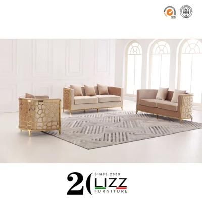 Modern Italy Luxury Home Living Room Velvet Fabric Sofa Furniture Set