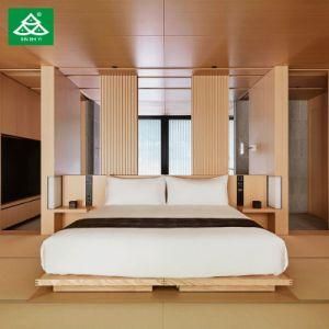 Natural Wooden Hotel Bedroom King Bed Set with Bathroom Furniture
