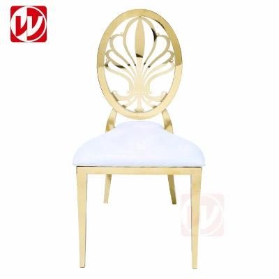 Cheap Modern Gold Wedding Chair Metal Flower Back Wholesale Stainless Steel Stacking Hotel Banquet Chair