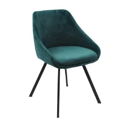 Leisure Home Restaurant Cafe Banquet Furniture Upholstered Velvet Fabric Chair with Black Legs