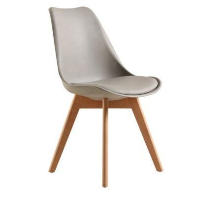 Cheap Price Restaurant Cafe Modern Solid Beech Wood Legs Cushion Tulip Wooden PP Plastic Bistro Kitchen Dining Chair