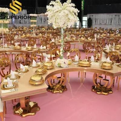 Modern Hotel Commercial Gold Color Half Moon Luxury Wedding Table