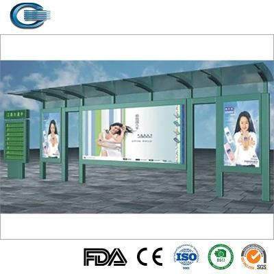 Huasheng Modern Bus Shelter China Bus Stop Glass Shelter Manufacturers Custom Made Fashion Design Stainless Steel Bus Stop Shelter