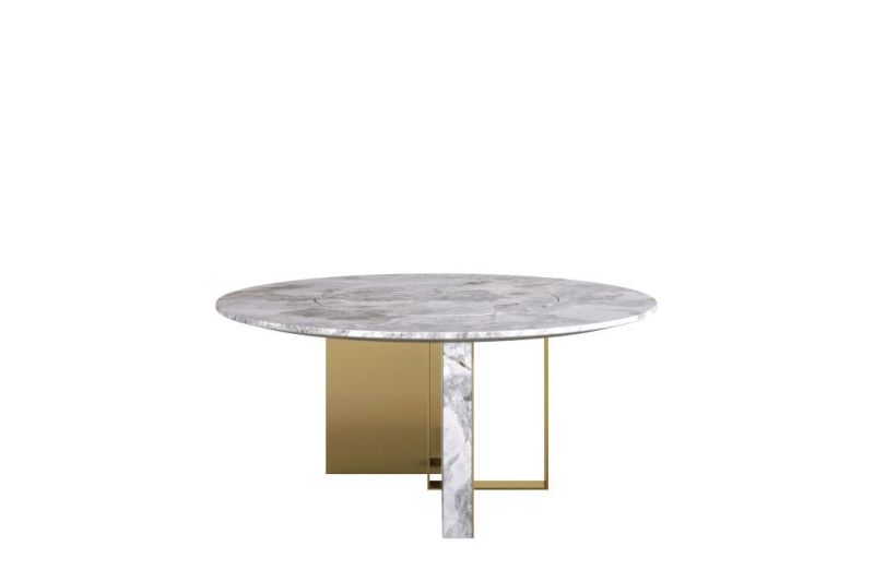 High Quality Luxury Modern Barcelona Natural Marble Piano Lacquer Mirror Stainless Metal Villa Restaurant Living Home Dining Table Dt04