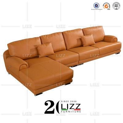 Modern Italian Home Furniture L Shape Leisure Sectional Corner Genuine Leather Sofa