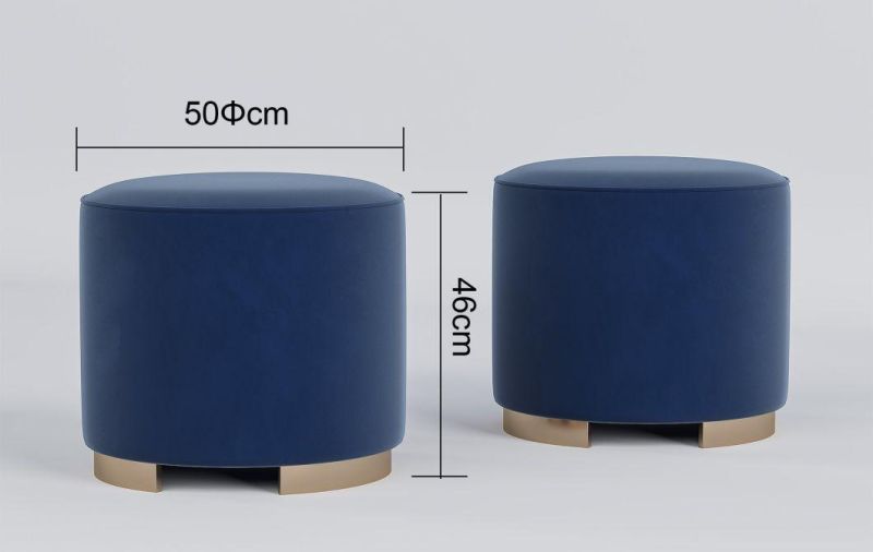 European Modern Design Upholstered Fabric Sofa Velvet Covered Bracket Solid Wood Sofa Stool with Good Quality