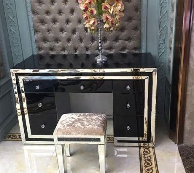 Modern Black and Silver Mirrored Furniture Bedroom Nightstand