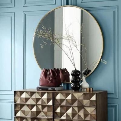 Northern Europe Style Round Framed Bathroom Mirror Gloden Black Color Wall Mounted Cosmetic Mirror