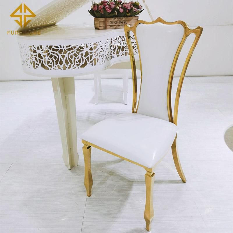 Factory Price Luxury Gold Stainless Steel High Back Wedding Chairs