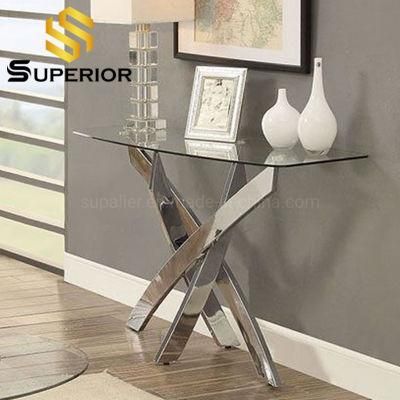Luxury Modern European Style Living Room Stainless Steel Console Table