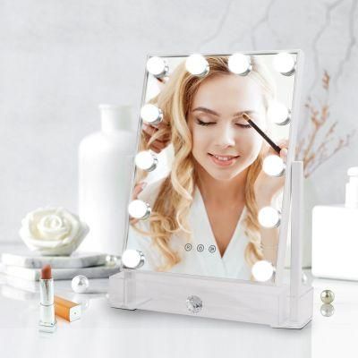 LED Makeup Mirror with Metal Frame and Storage Box