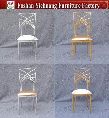 Modern Fancy Gold and Silver Metal Frame Comfortable Cushion Wedding Chair Yc-As48