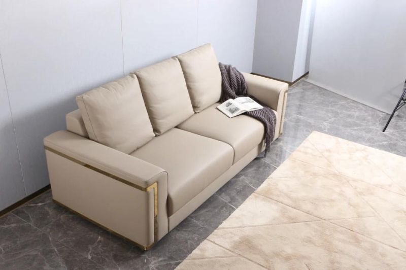 Italian Modern High Quality Solid Wood Stainless Steel High-End Fabric Cover Living Room Sofa Ls04