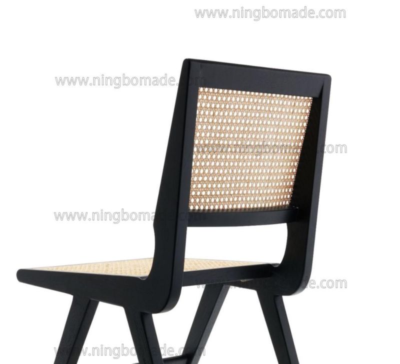 Elegant Rattan Upholstery Furniture Black South Elm and Nature Rattan Side Dining Chair