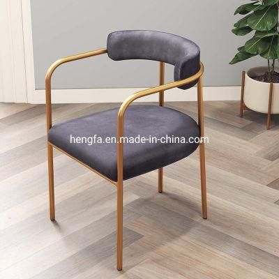 Modern Restaurant Furniture Velvet Cushion Iron Dining Chairs