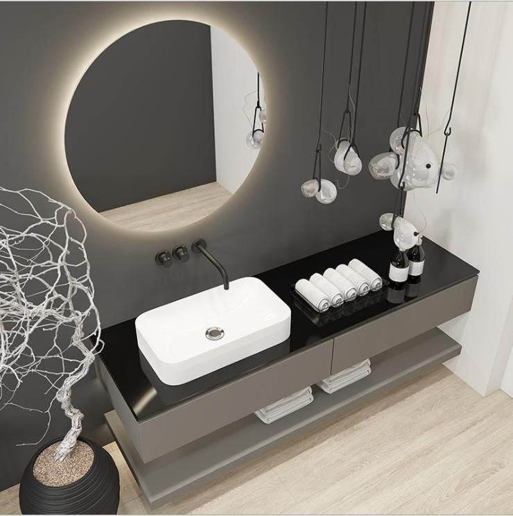 Nordic Simple Oak Rock Board Bathroom Cabinet Bathroom Sink Washbasin Washstand Combination Bathroom Cabinet