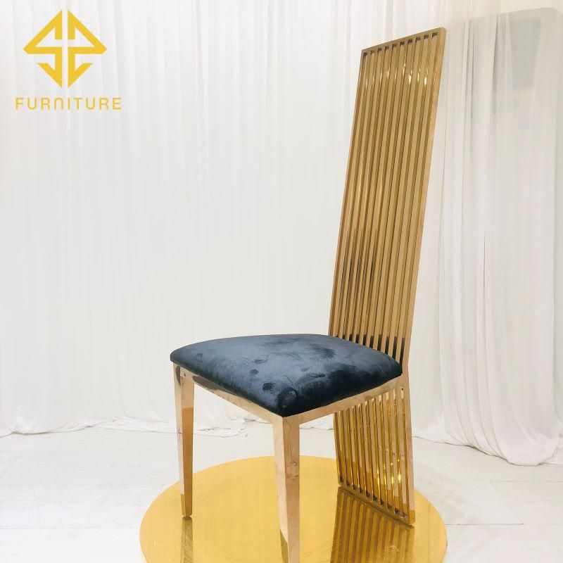 Elegant Design Stainless Steel High Back Dining Chair Hotel Furniture Wedding Events Used