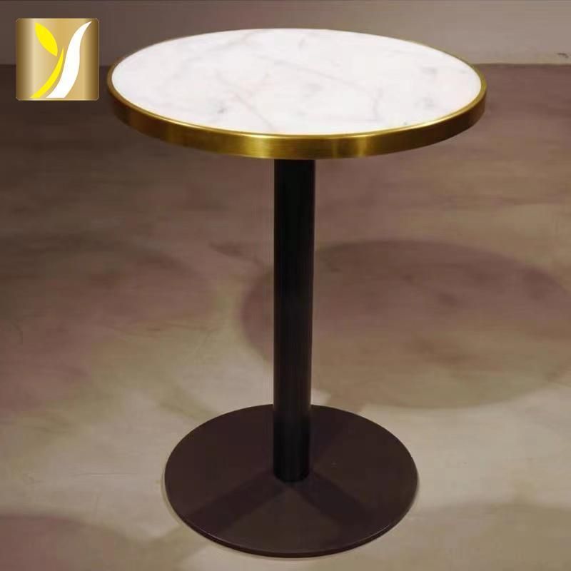 Modern Coffee White Round Marble Side Table with Matte Black Base