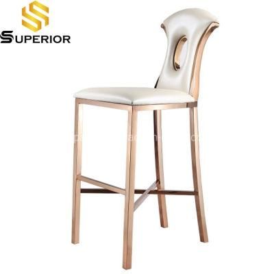 High Quality Stainless Steel Bar Stools Leather Chair with Backrest