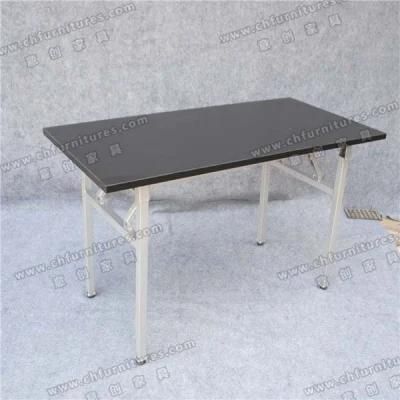 Black Melamine Conference Table with Silver Table Legs (YC-T06-03)