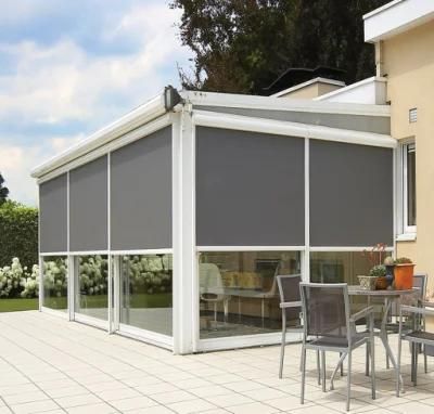 Hot Sale Balcony Fiberglass 100%Blackout Wind Fire Water Proof Electric Outdoor Roller Blind