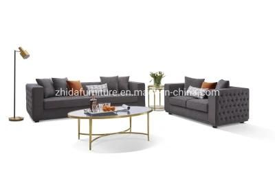 Comtemporary Furniture Chesterfield Grey Velvet Fabric Sofa Living Room Sofa